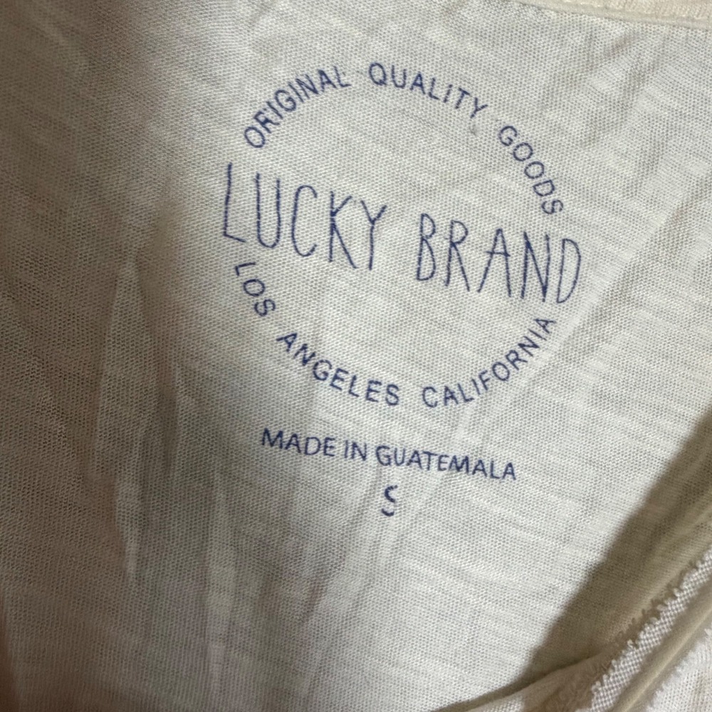 Lucky Brand Womens Small Cream Medallion Graphic Tank Top Slub Cotton Micromodal - Picture 2 of 3